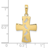 10K w/ Rhodium Cross W/Footprints Pendant-WBC-10C4430