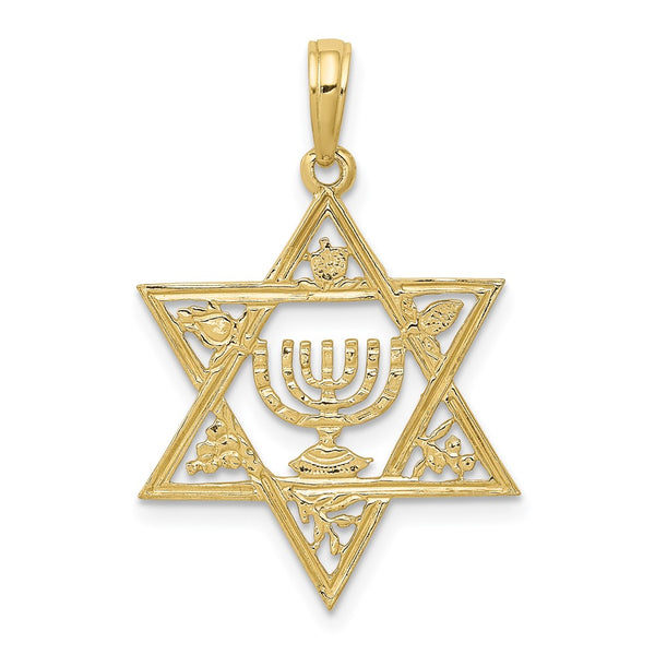10K Star of David w/Menorah Pendant-WBC-10C4452
