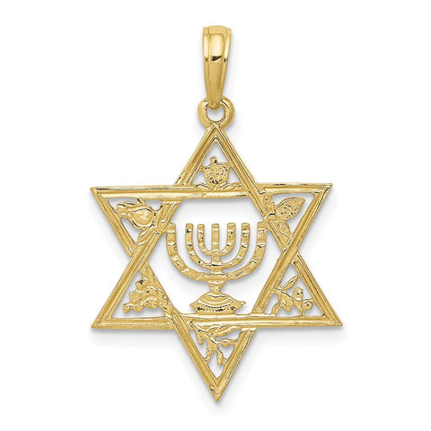 10K Star of David w/Menorah Pendant-WBC-10C4452