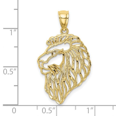 10K Diamond-Cut Lion Profile Pendant-WBC-10C4581
