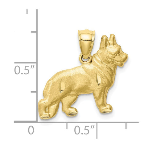 10K Diamond-cut German Shepard Pendant-WBC-10C4729