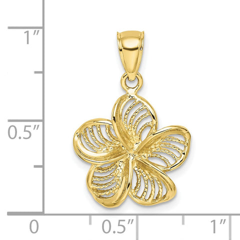 10k Beaded and Polished Plumeria Flower Charm-WBC-10C4823