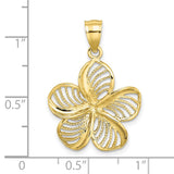 10k Polished and Beaded Plumeria Flower Charm-WBC-10C4824