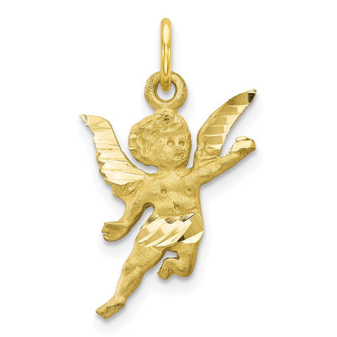 10k Solid Satin Angel Charm-WBC-10C515