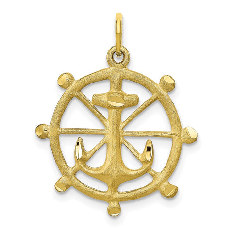 10k Anchor in a Wheel Charm-WBC-10C562