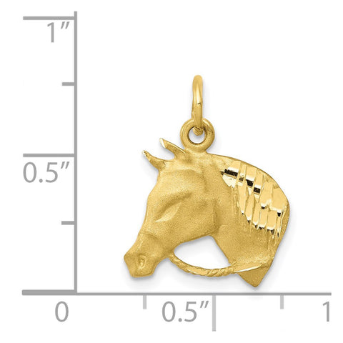 10k Solid Satin Horsehead with Reins Charm-WBC-10C573