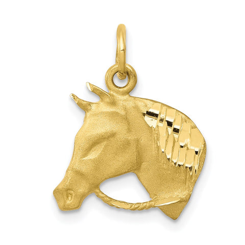 10k Solid Satin Horsehead with Reins Charm-WBC-10C573