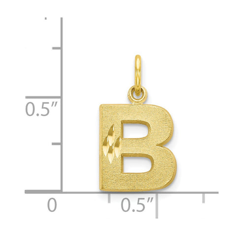 10K Satin Diamond-cut Initial B Charm-WBC-10C768B