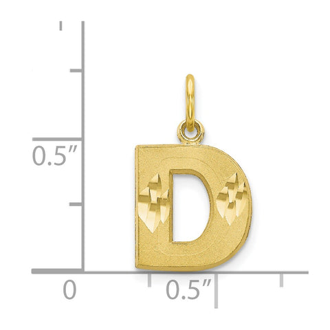 10K Satin Diamond-cut Initial D Charm-WBC-10C768D