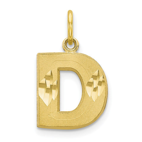 10K Satin Diamond-cut Initial D Charm-WBC-10C768D