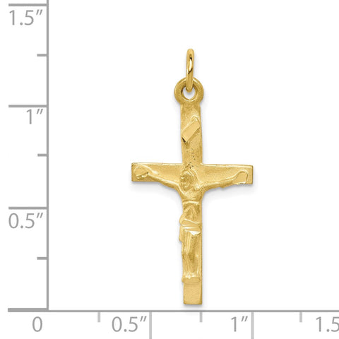 10k Solid Polished Crucifix Pendant-WBC-10C80