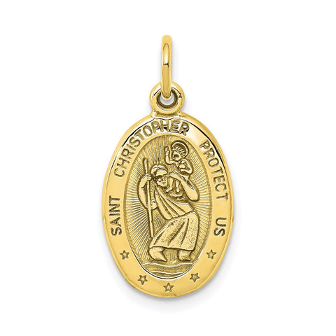 10k Solid Satin Polished St. Christopher Pendant-WBC-10C85