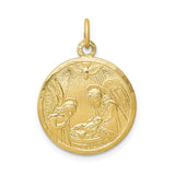 10k Solid Satin Polished Baptism Disc Pendant-WBC-10C86