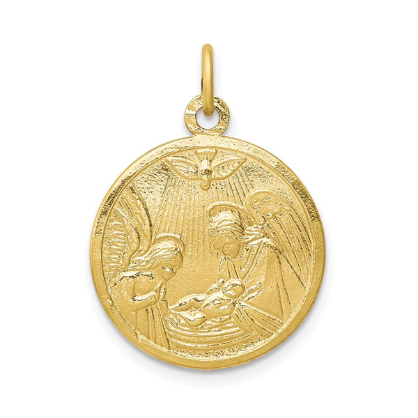 10k Solid Satin Polished Baptism Disc Pendant-WBC-10C86