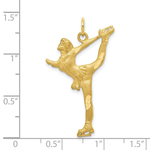 10k Solid Diamond-cut Figure Skater Charm-WBC-10C872