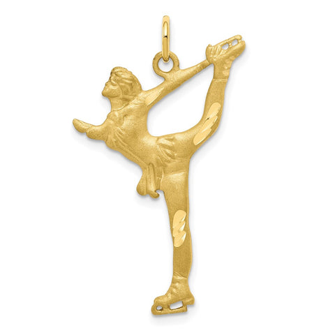 10k Solid Diamond-cut Figure Skater Charm-WBC-10C872