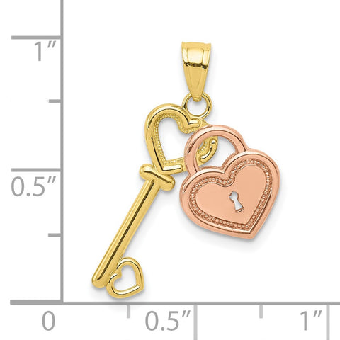 10K Two-Tone Heart and Key Charm-WBC-10C903
