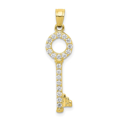 10k CZ Key Pendant-WBC-10C906
