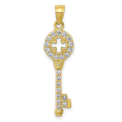 10k CZ Key Pendant-WBC-10C907