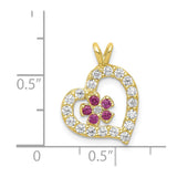 10k CZ Heart & Flower Pendant-WBC-10C920