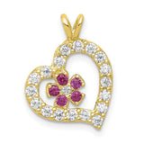 10k CZ Heart & Flower Pendant-WBC-10C920