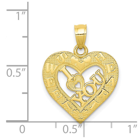 10K I LOVE YOU Heart Charm-WBC-10C957