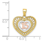 10K Two-tone w/White Rhodium 15 Heart Pendant-WBC-10C972