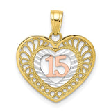 10K Two-tone w/White Rhodium 15 Heart Pendant-WBC-10C972