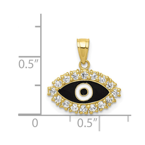 10K CZ Enameled Eye Pendant-WBC-10C987