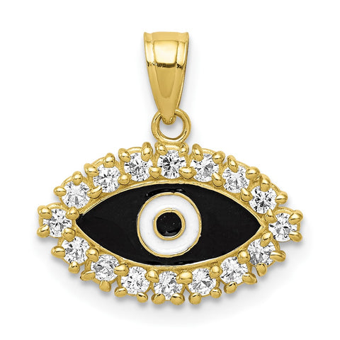 10K CZ Enameled Eye Pendant-WBC-10C987