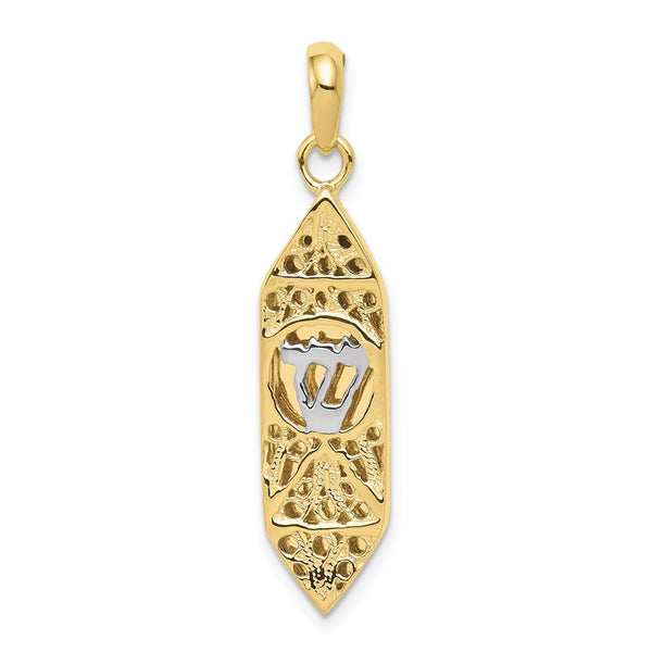 10k & Rhoduim Mezuzah w/shin Charm-WBC-10CG39
