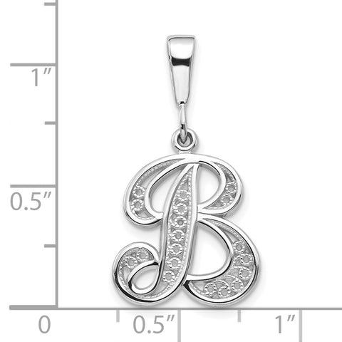 10KW Filigree Initial B Pendant-WBC-10D1281B