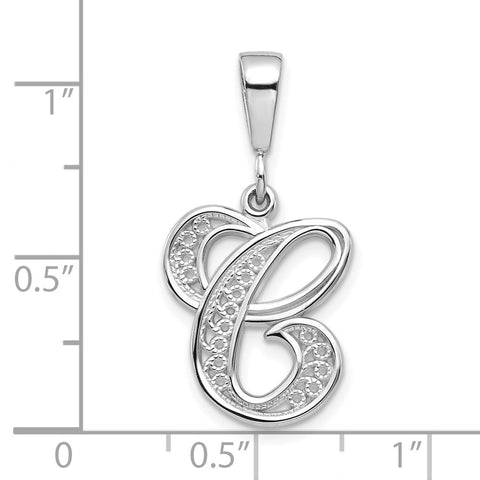 10KW Filigree Initial C Pendant-WBC-10D1281C