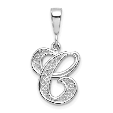 10KW Filigree Initial C Pendant-WBC-10D1281C