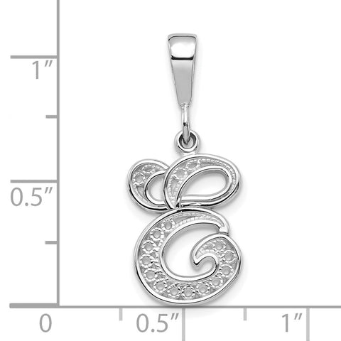 10KW Filigree Initial E Pendant-WBC-10D1281E