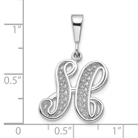 10KW Filigree Initial H Pendant-WBC-10D1281H