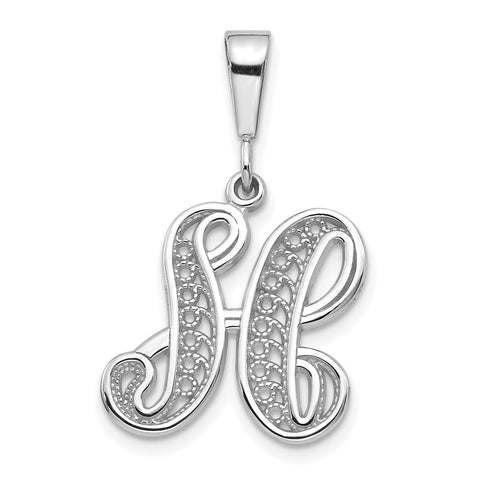 10KW Filigree Initial H Pendant-WBC-10D1281H