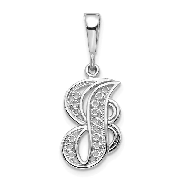 10KW Filigree Initial J Pendant-WBC-10D1281J