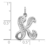 10KW Filigree Initial K Pendant-WBC-10D1281K