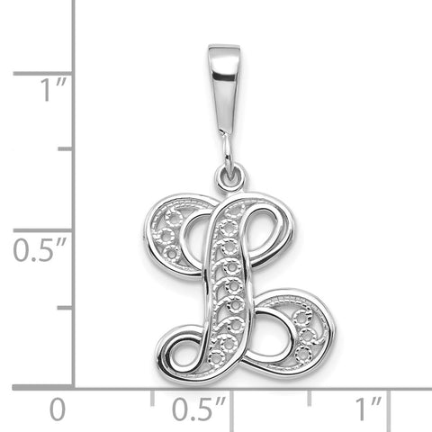 10KW Filigree Initial L Pendant-WBC-10D1281L