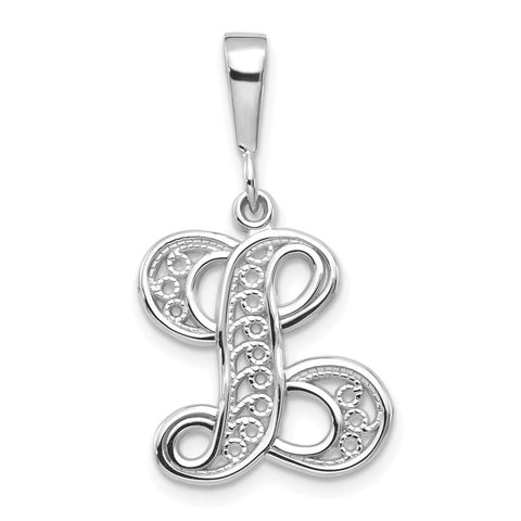 10KW Filigree Initial L Pendant-WBC-10D1281L