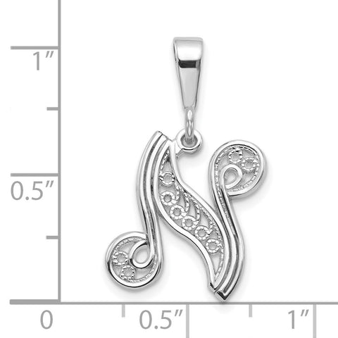 10KW Filigree Initial N Pendant-WBC-10D1281N