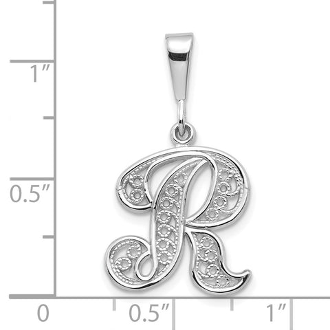 10KW Filigree Initial R Pendant-WBC-10D1281R