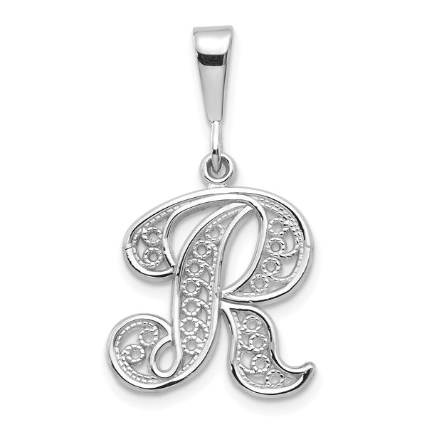 10KW Filigree Initial R Pendant-WBC-10D1281R