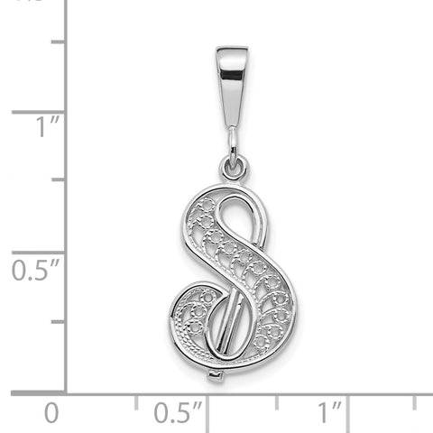 10KW Filigree Initial S Pendant-WBC-10D1281S
