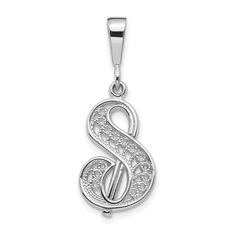 10KW Filigree Initial S Pendant-WBC-10D1281S