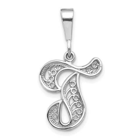 10KW Filigree Initial T Pendant-WBC-10D1281T
