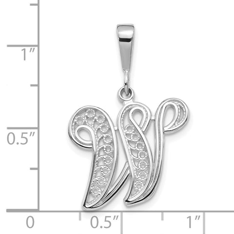 10KW Filigree Initial W Pendant-WBC-10D1281W