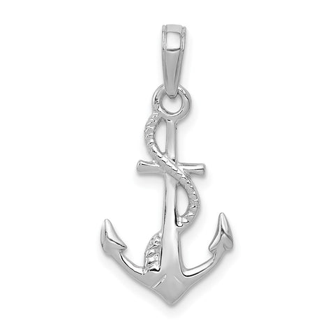 10K White Gold Solid Polished 3-D Anchor Pendant-WBC-10D1360W