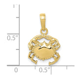 10k Solid Polished Open-Backed Crab Pendant-WBC-10D1385